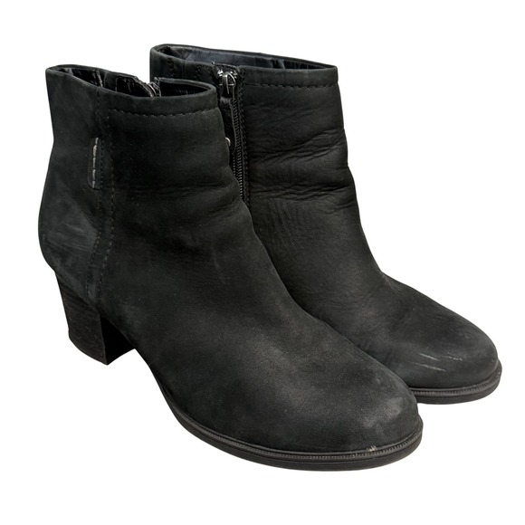 Rockport Shoes - Rockport Boots Womens Size 10 Black Leather Ankle Zip Block Heel CG4150
